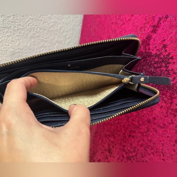 KATE SPADE 💙 Navy Blue & White Checkered Wallet and Wristlet ⭐️ Like NEW - Picture 10 of 12